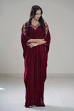 The Aure Embroidered Kaftan "Mehr-e-Maroon"