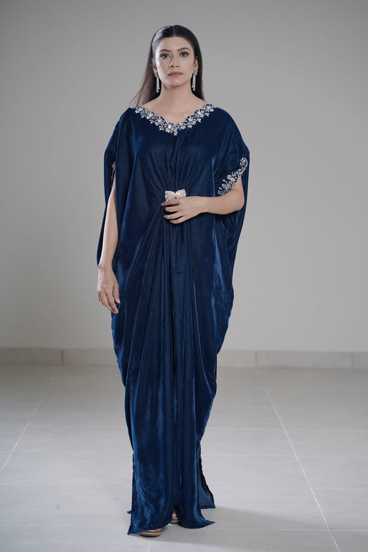 L’Artisan Embroidered Kaftan with Cutwork Neck