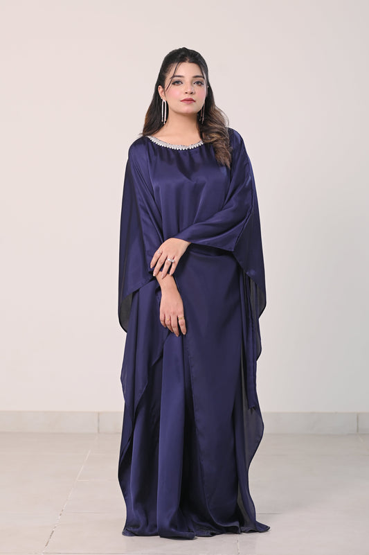Istanbul Classic Cape-Sleeve Kaftan – Deep Navy Blue