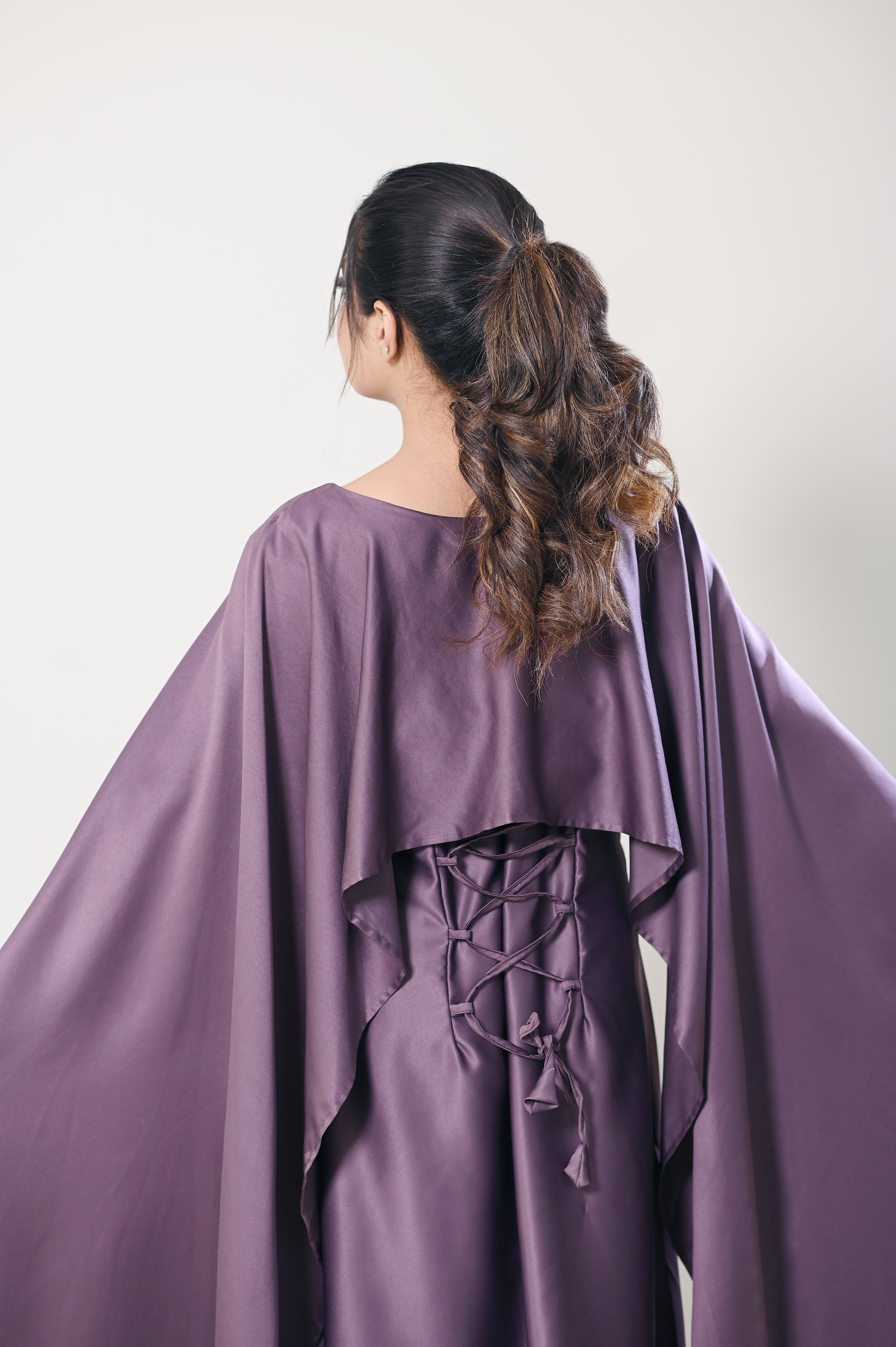 Flowing Cape-Shawl Style Maxi – Soft Lavender