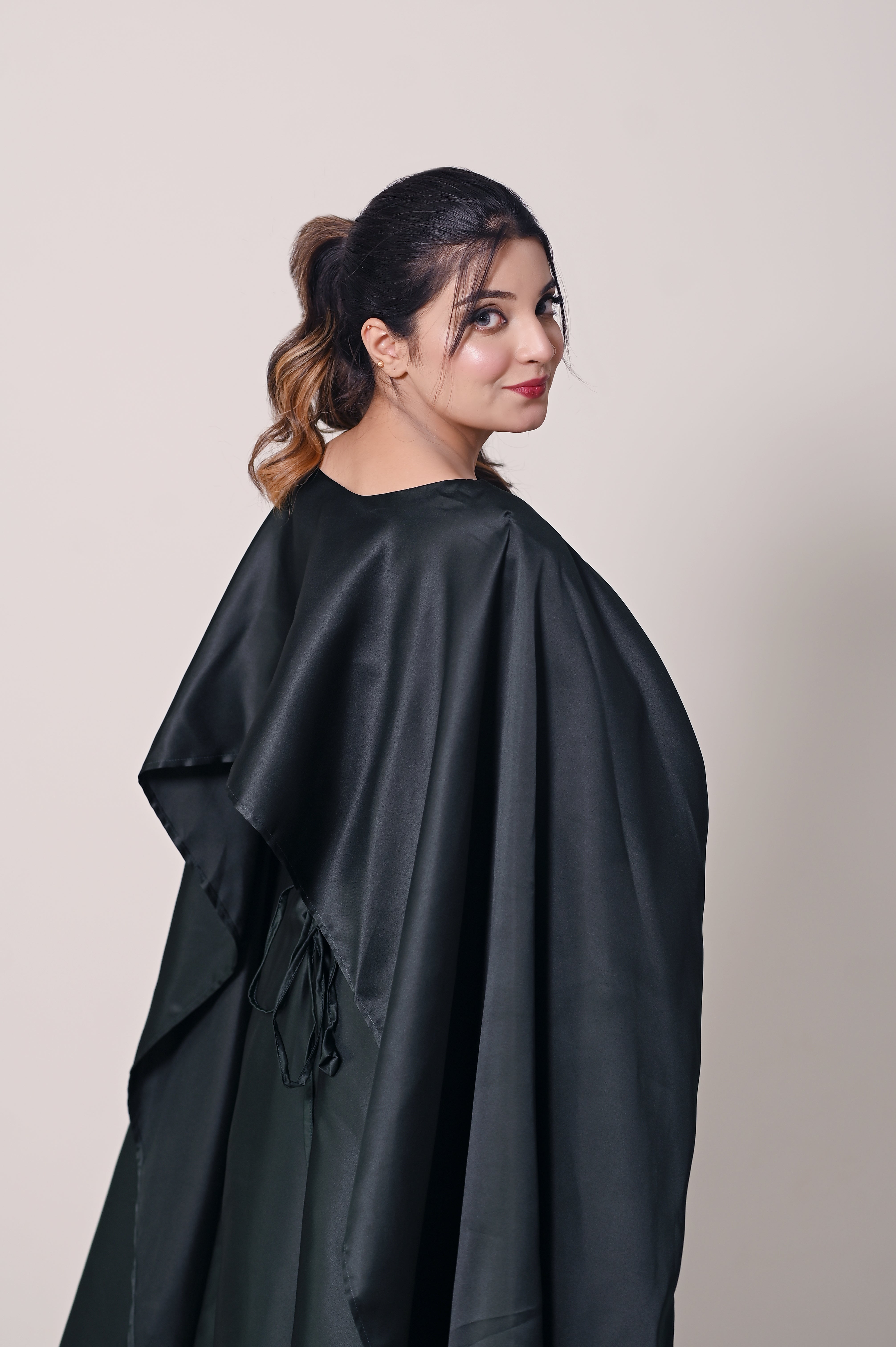 Flowing Cape-Shawl Style Maxi – Dark Bottle Green