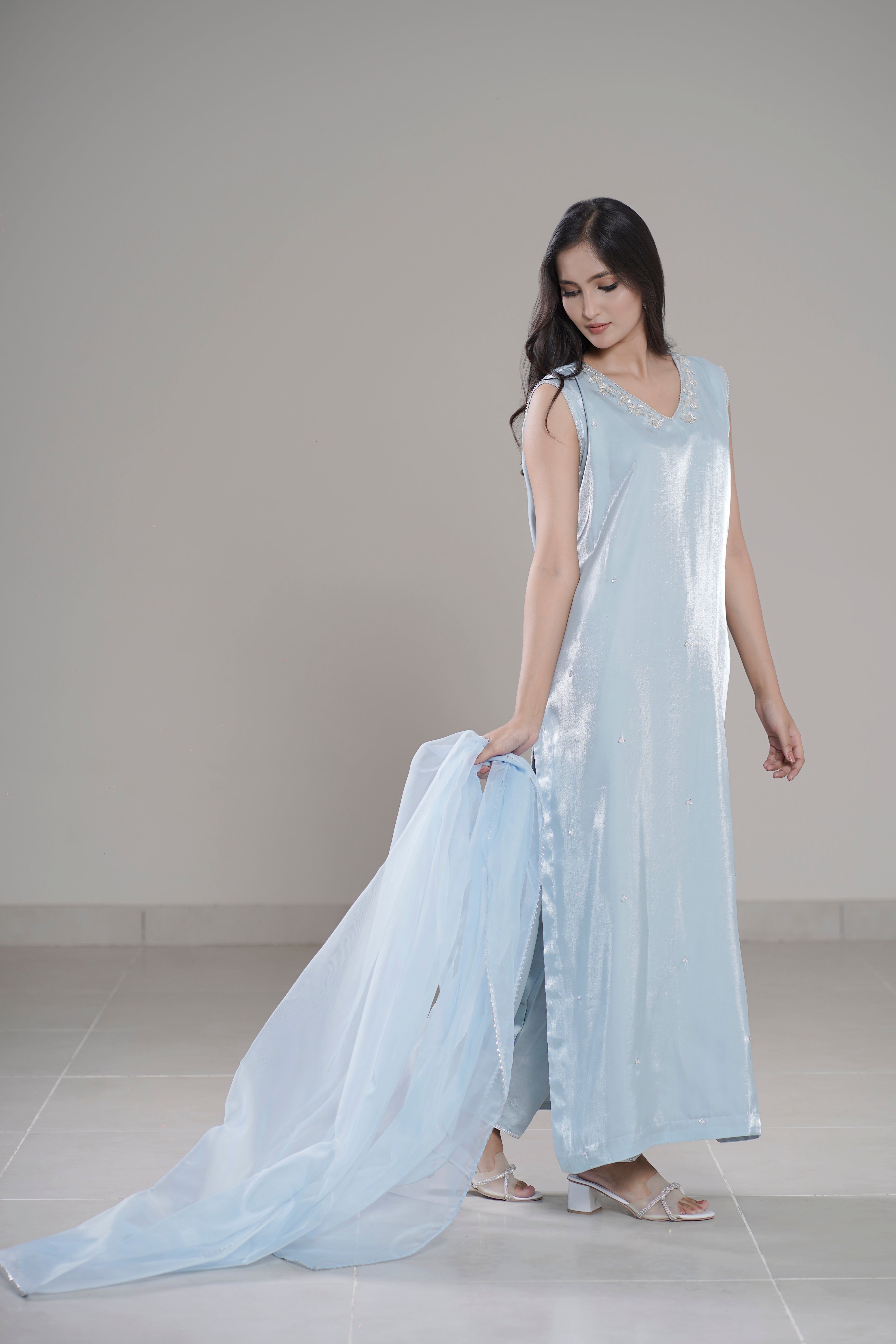 Triad Chic — Mirror Silk Longline Set