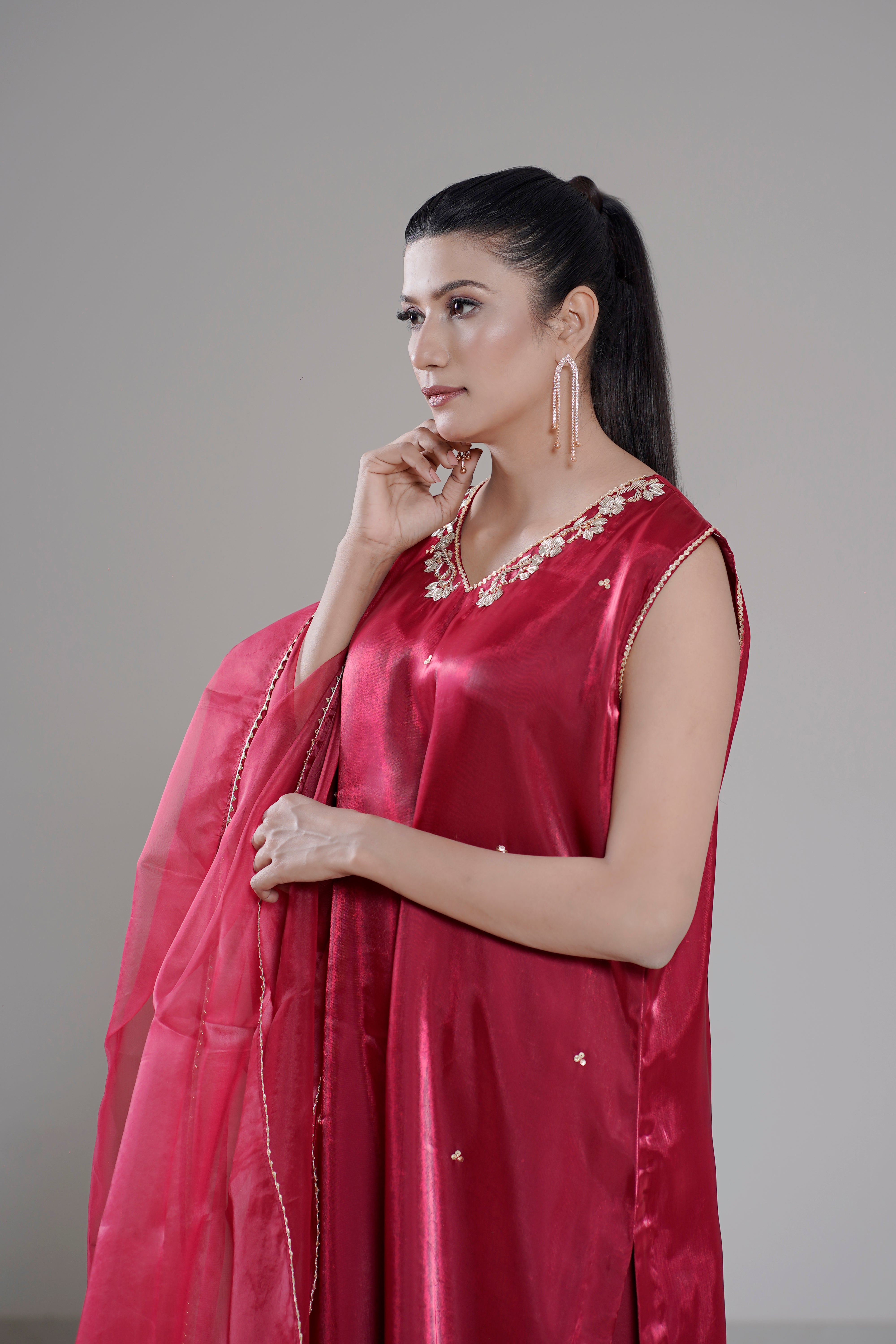 Triad Chic — Mirror Silk Longline Set