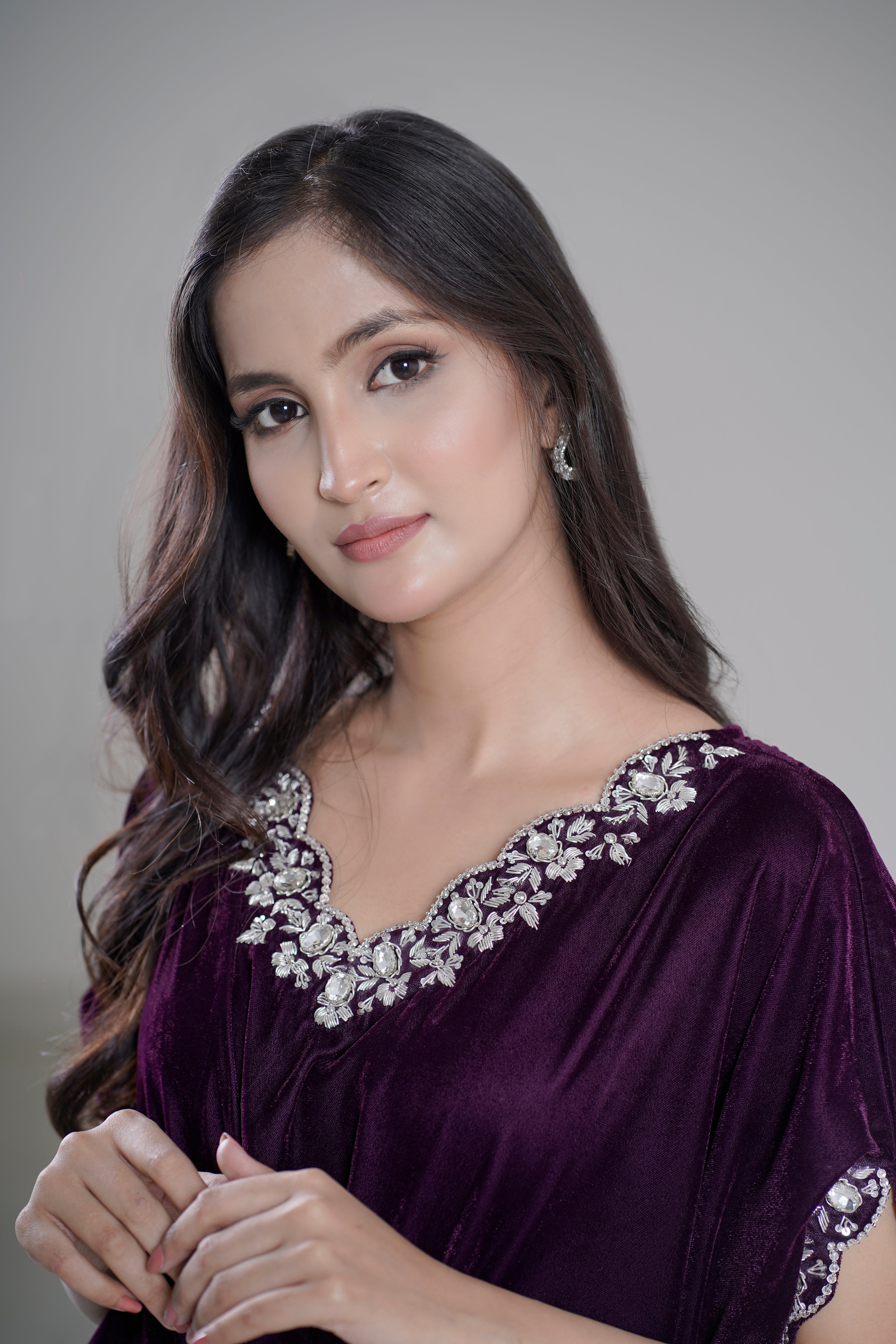 L’Artisan Embroidered Kaftan with Cutwork Neck