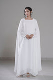 Cloud Flow Maxi — Soft White Georgette with Cape Sleeves