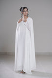 Cloud Flow Maxi — Soft White Georgette with Cape Sleeves