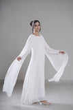Cloud Flow Maxi — Soft White Georgette with Cape Sleeves