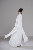 Cloud Flow Maxi — Soft White Georgette with Cape Sleeves