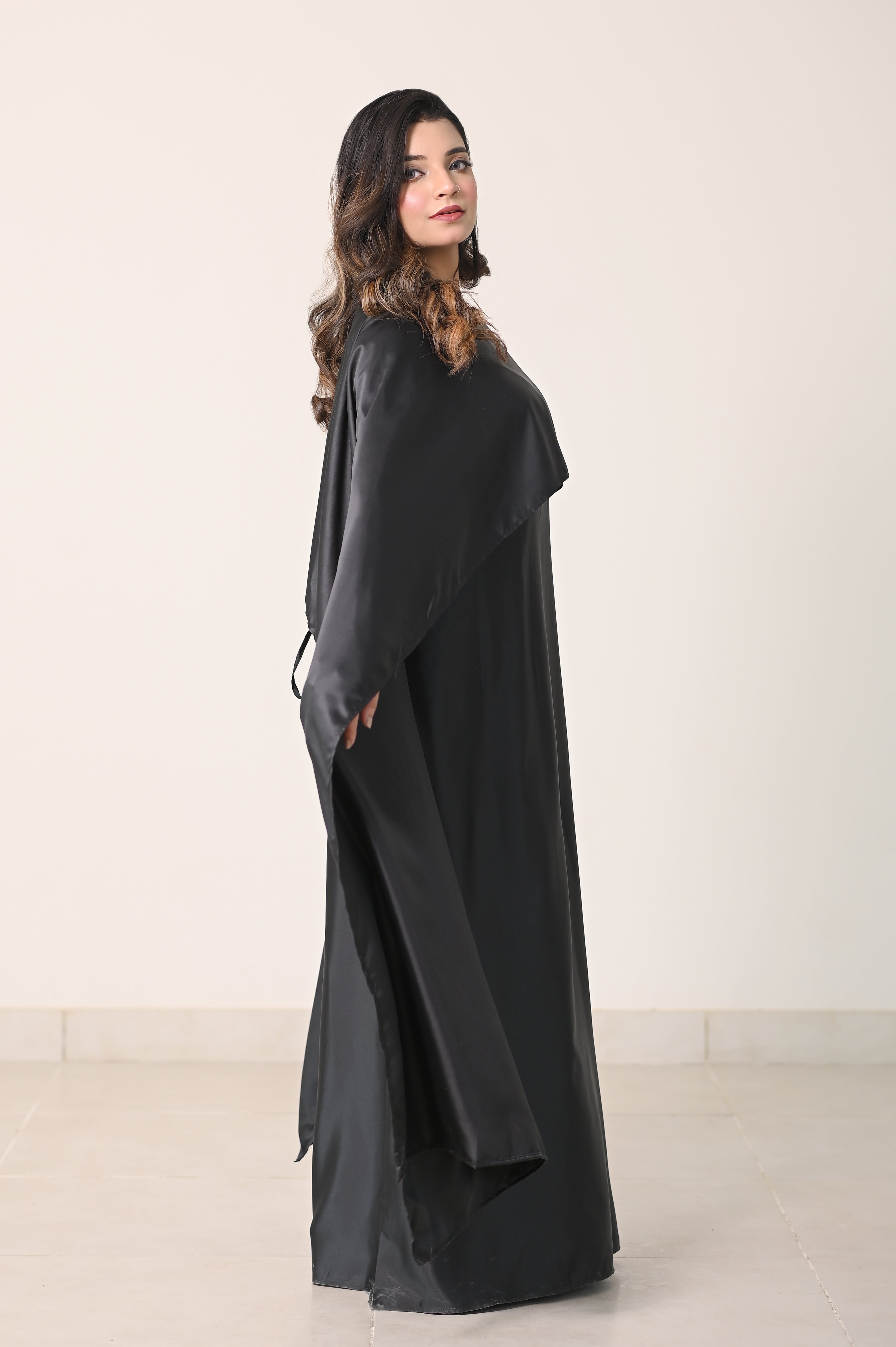 Flowing Cape-Shawl Style Maxi – Classic Black