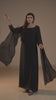 Cloud Flow Maxi — Midnight Black Georgette with Cape Sleeves