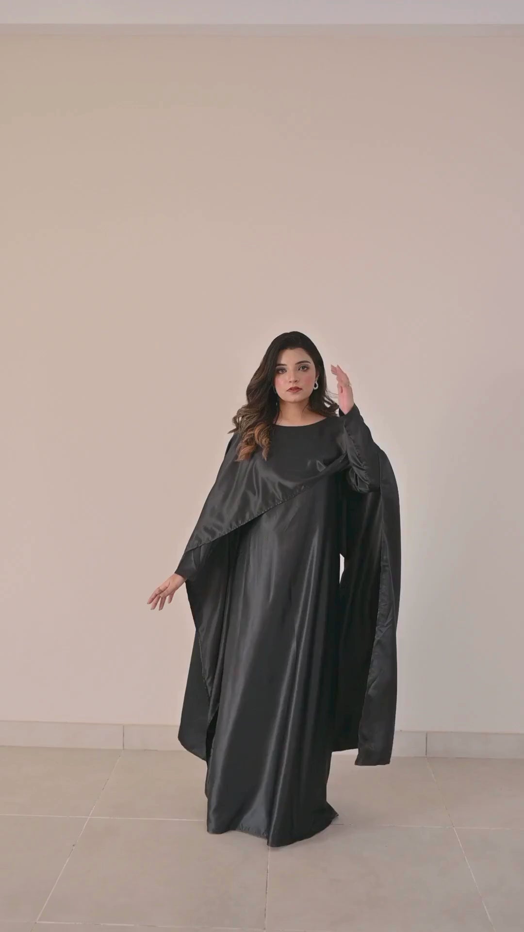 Flowing Cape-Shawl Style Maxi – Classic Black