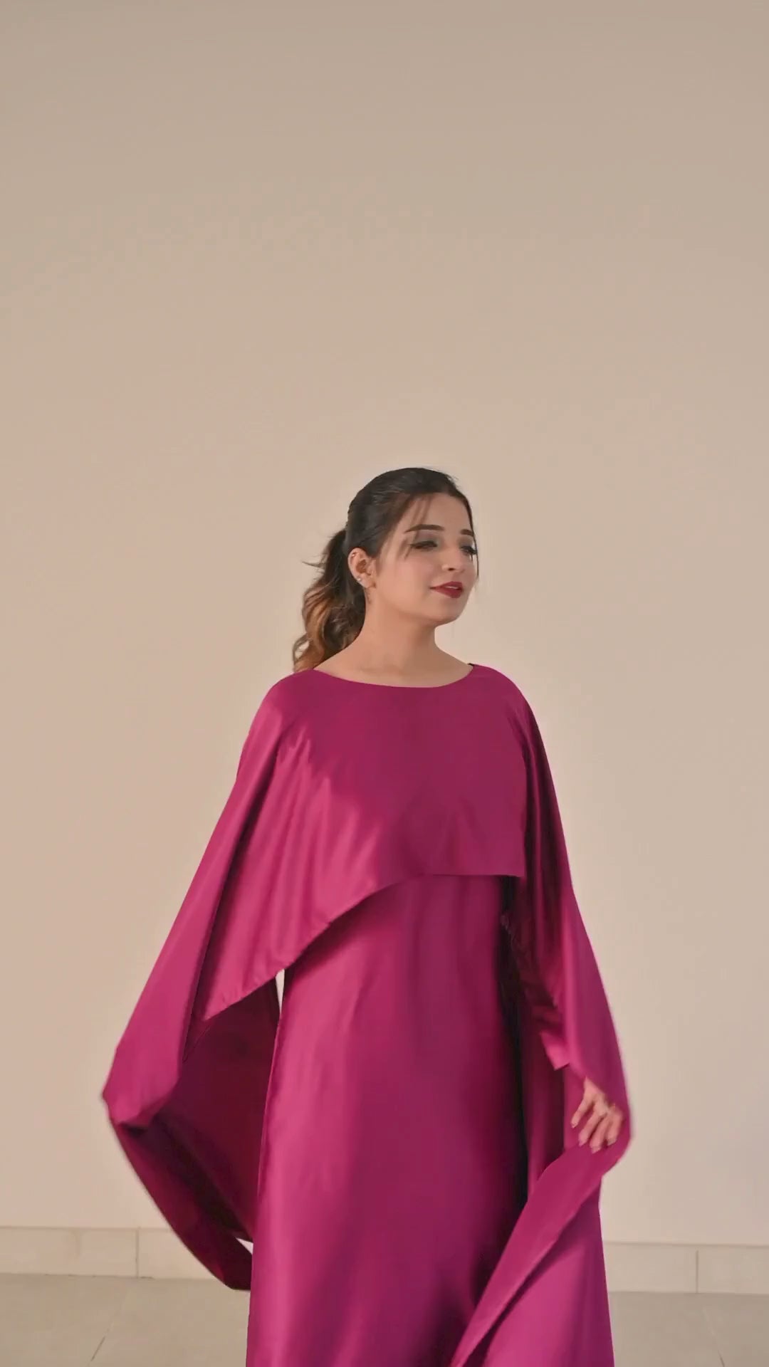 Flowing Cape-Shawl Style Maxi – Berry Plum