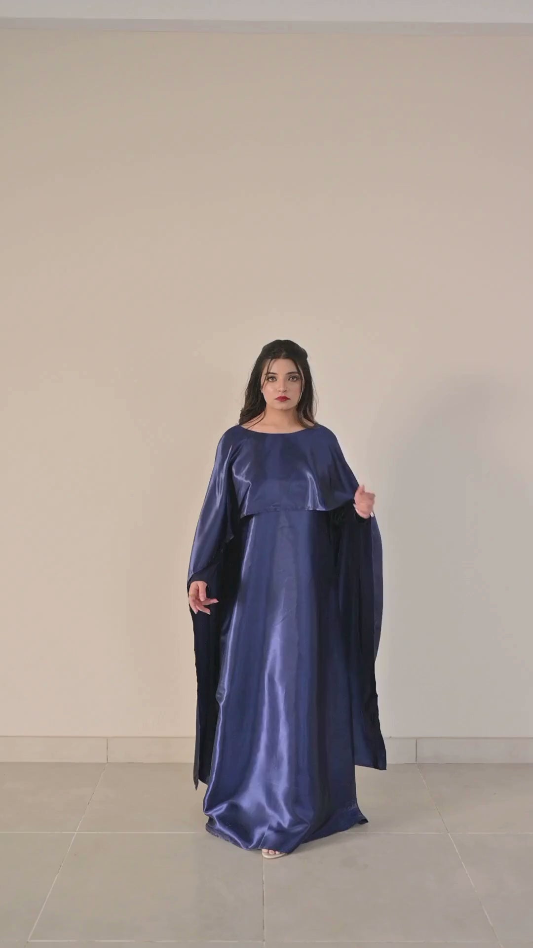 Flowing Cape-Shawl Style Maxi – Deep Blue