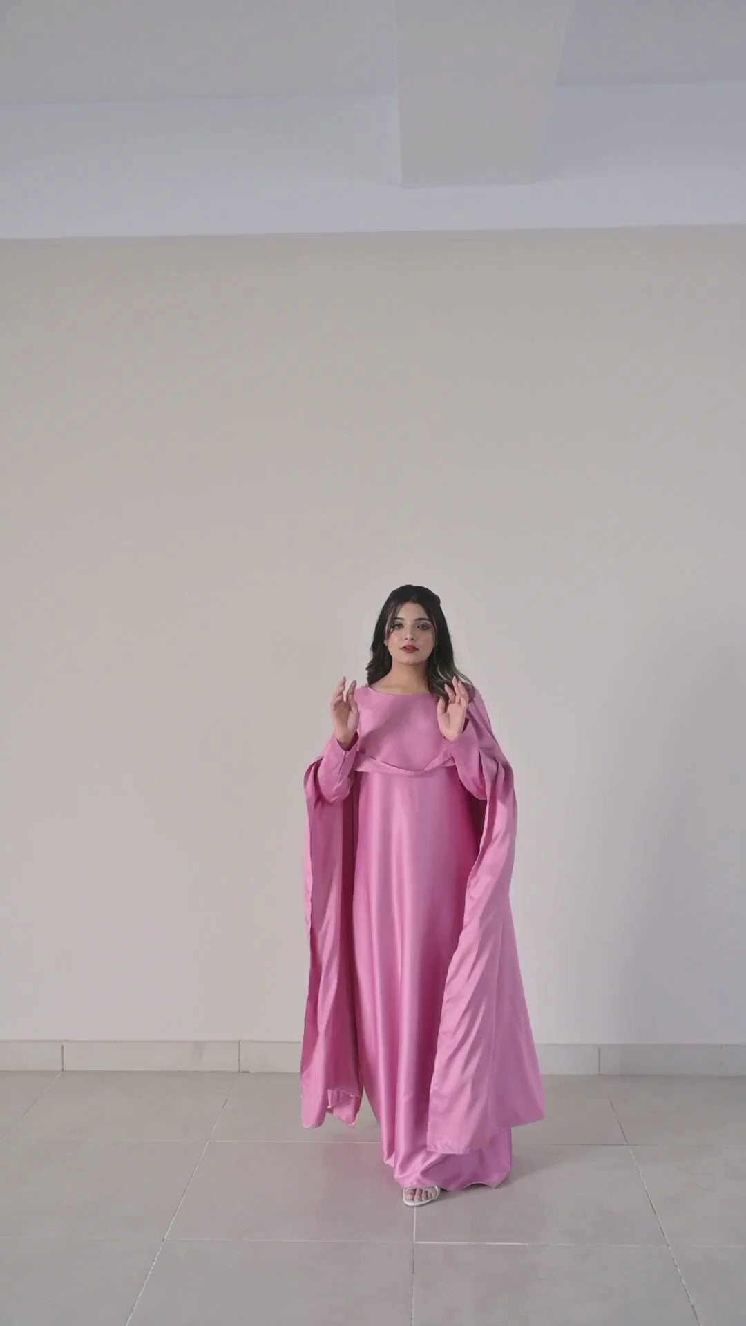 Flowing Cape-Shawl Style Maxi – Dusty Rose Blush