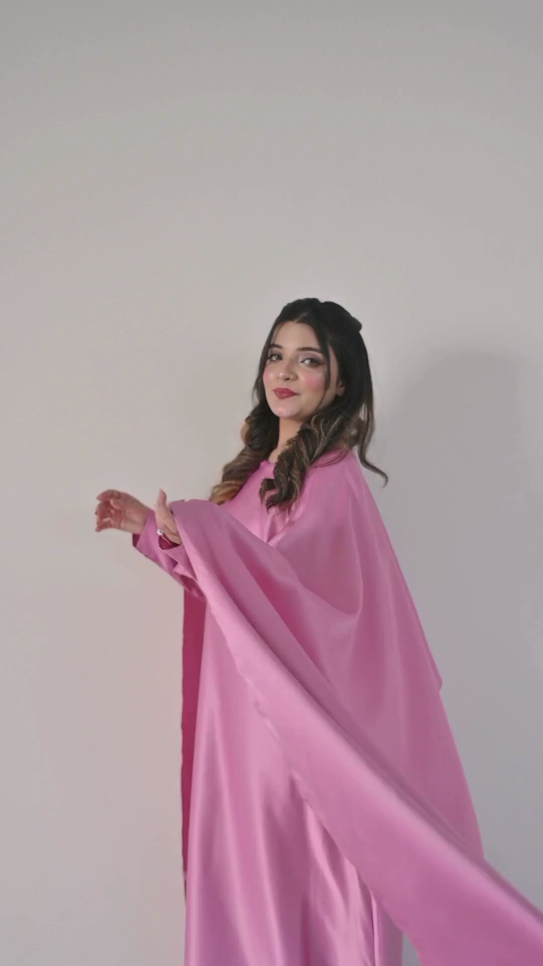 Flowing Cape-Shawl Style Maxi – Dusty Rose Blush