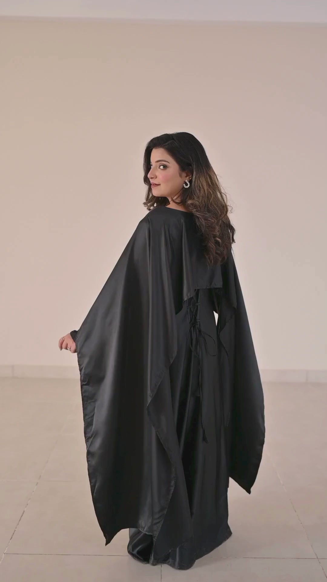 Flowing Cape-Shawl Style Maxi – Classic Black