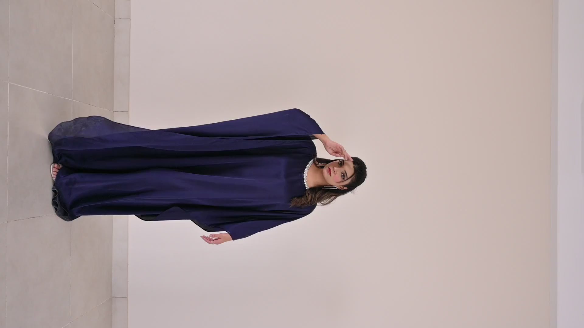 Istanbul Classic Cape-Sleeve Kaftan – Deep Navy Blue