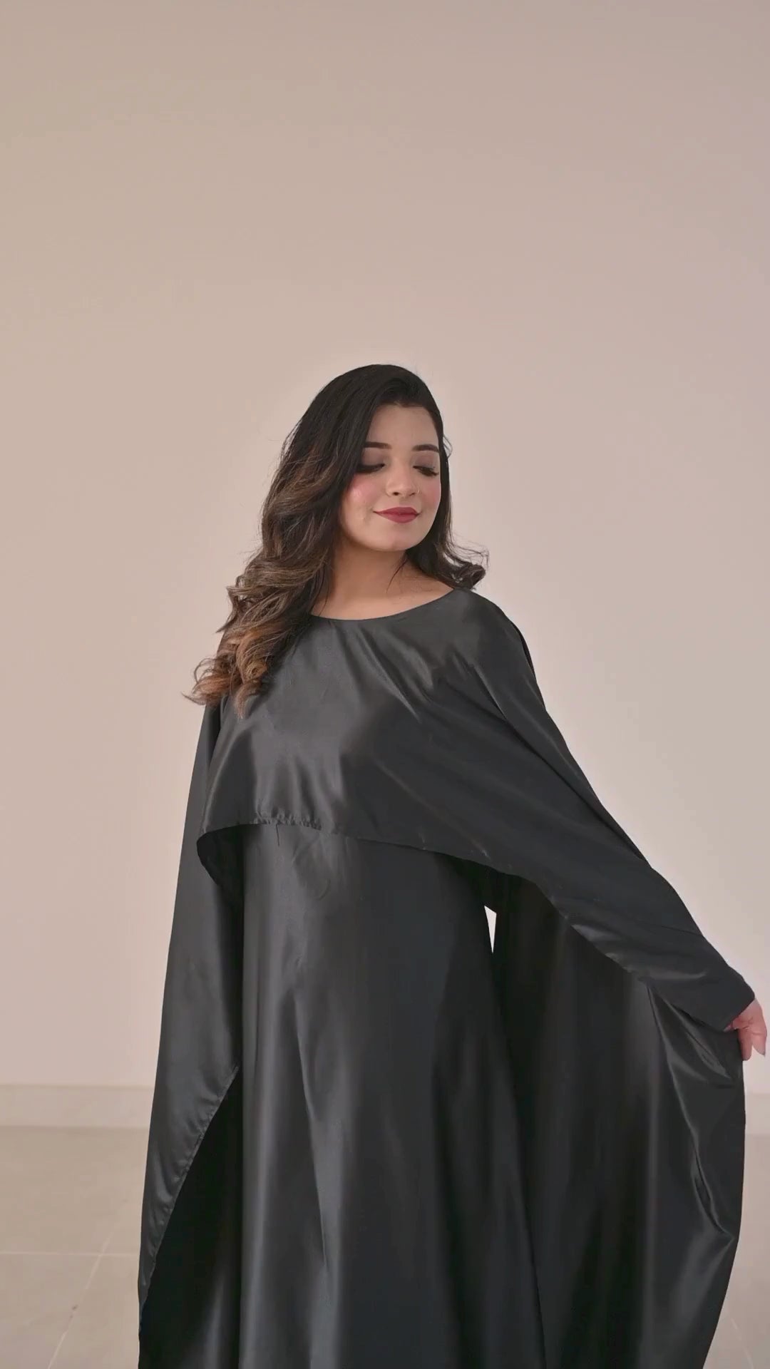 Flowing Cape-Shawl Style Maxi – Classic Black